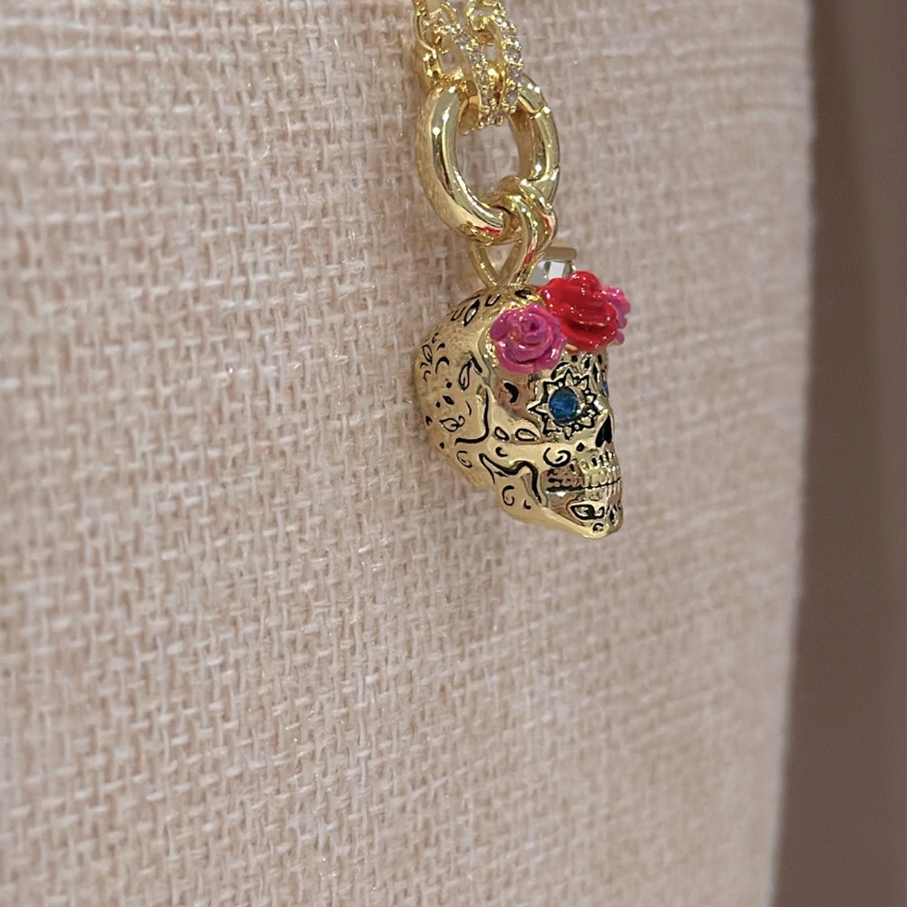 Alex and Ani Calavera Sugar Skull Gold Necklace - Picture 3 of 10